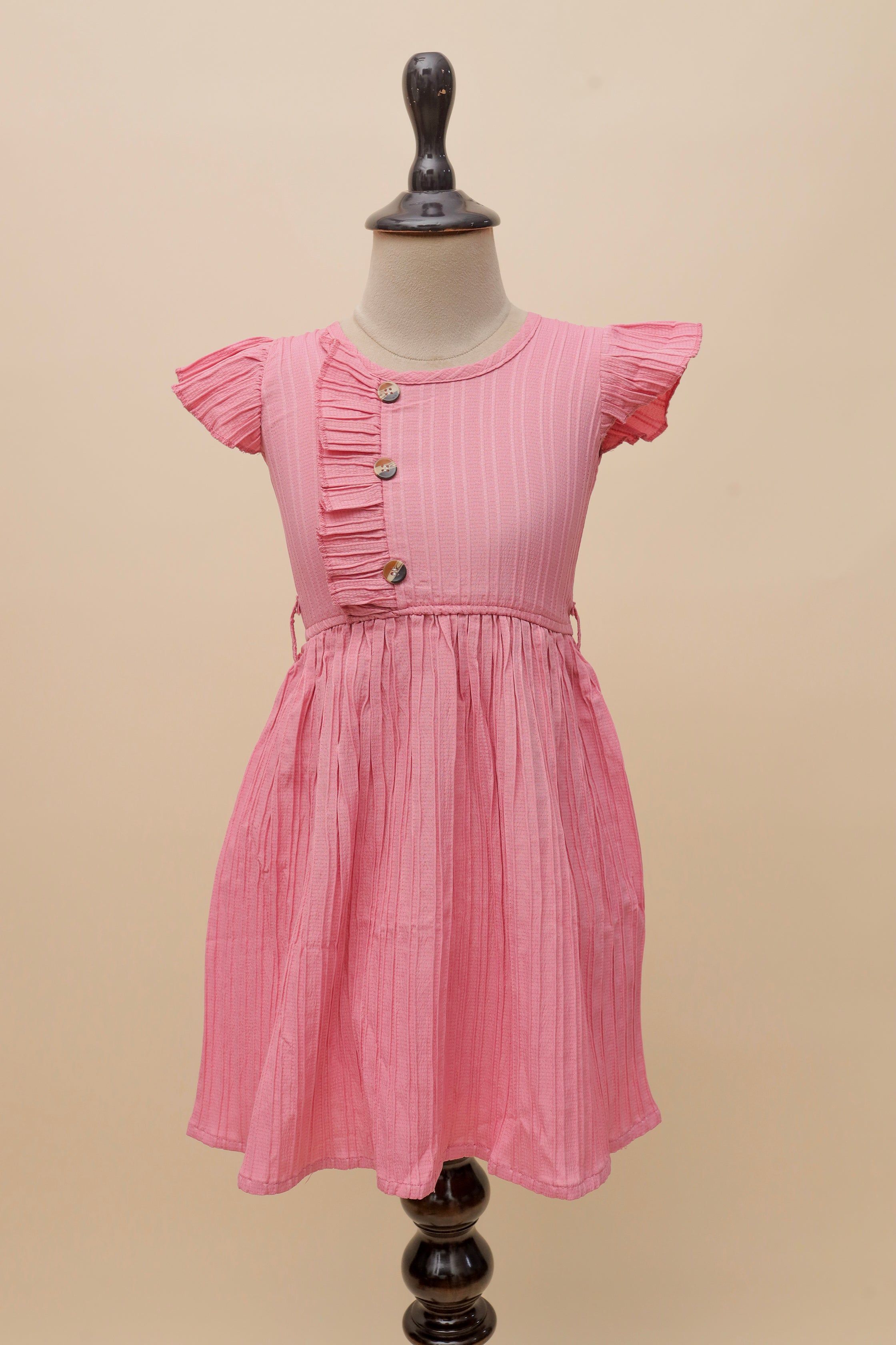 Blush Button Ruffle Frock