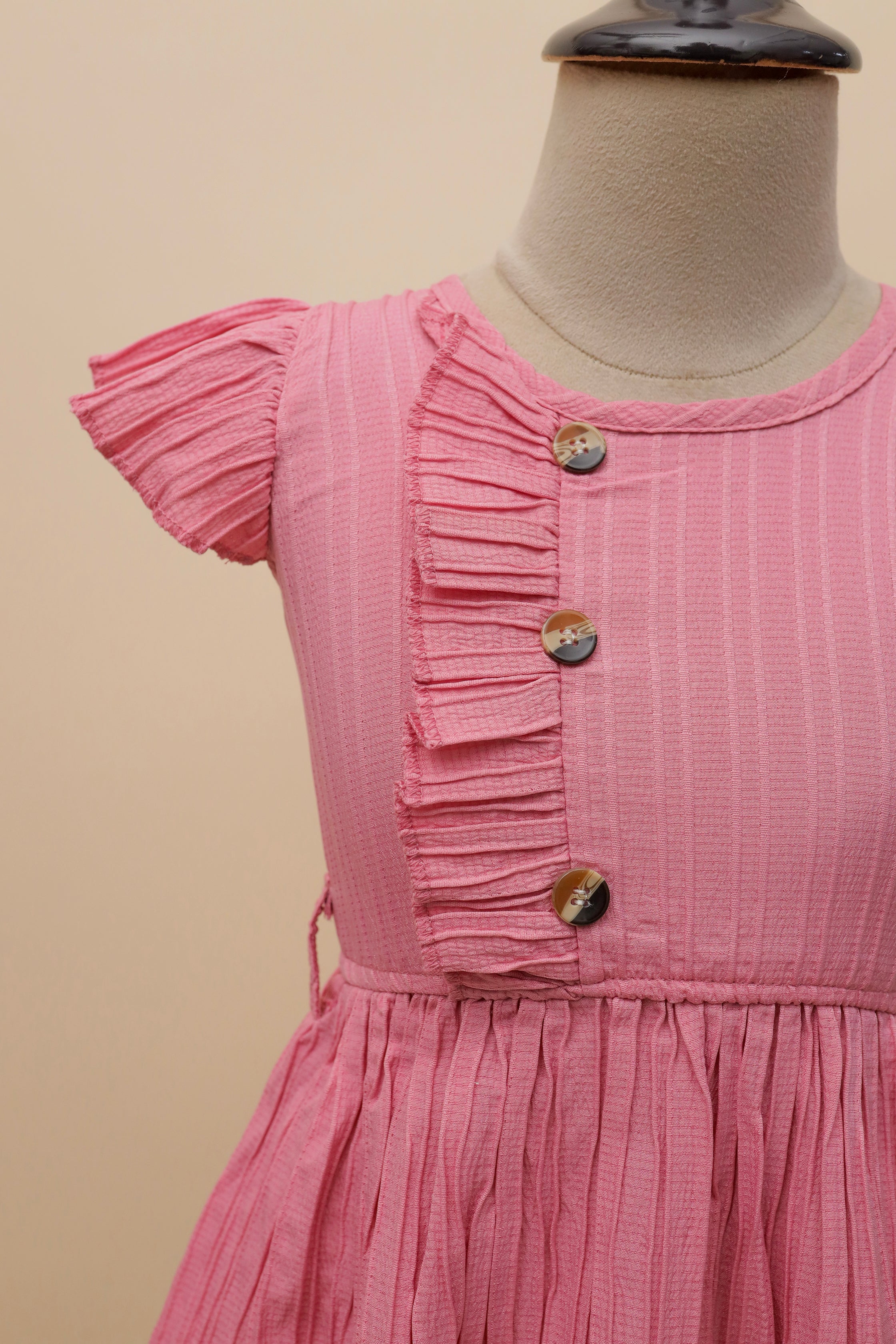 Blush Button Ruffle Frock