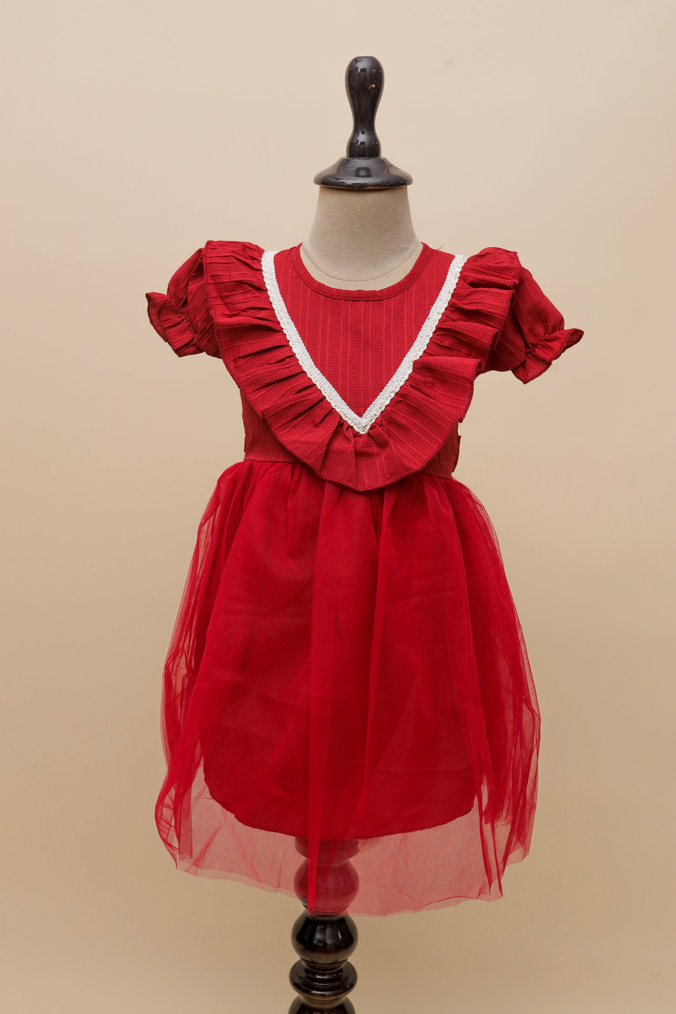 Scarlet Ruffle Tulle Frock