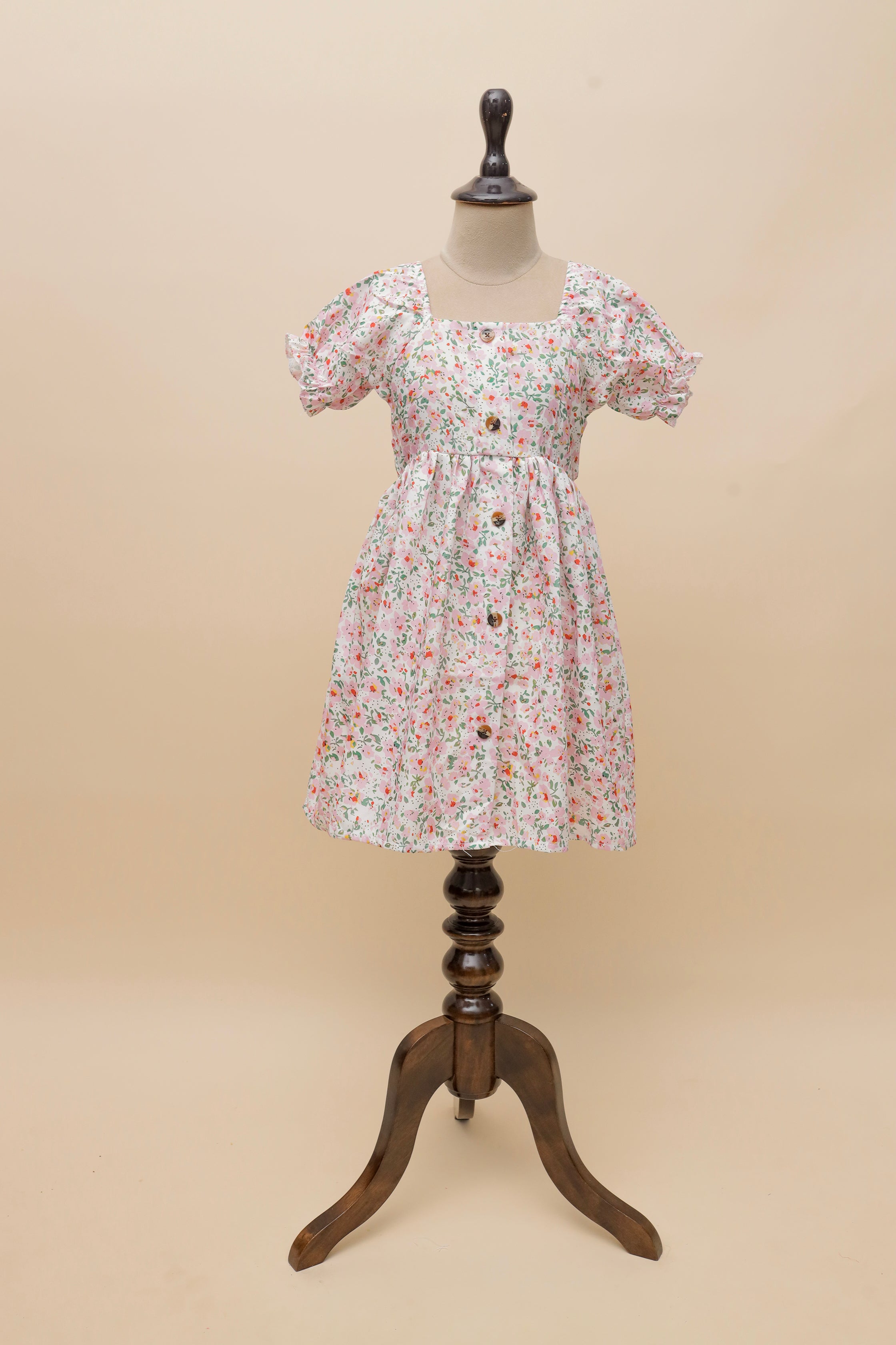 Petal Buttons Floral Frock