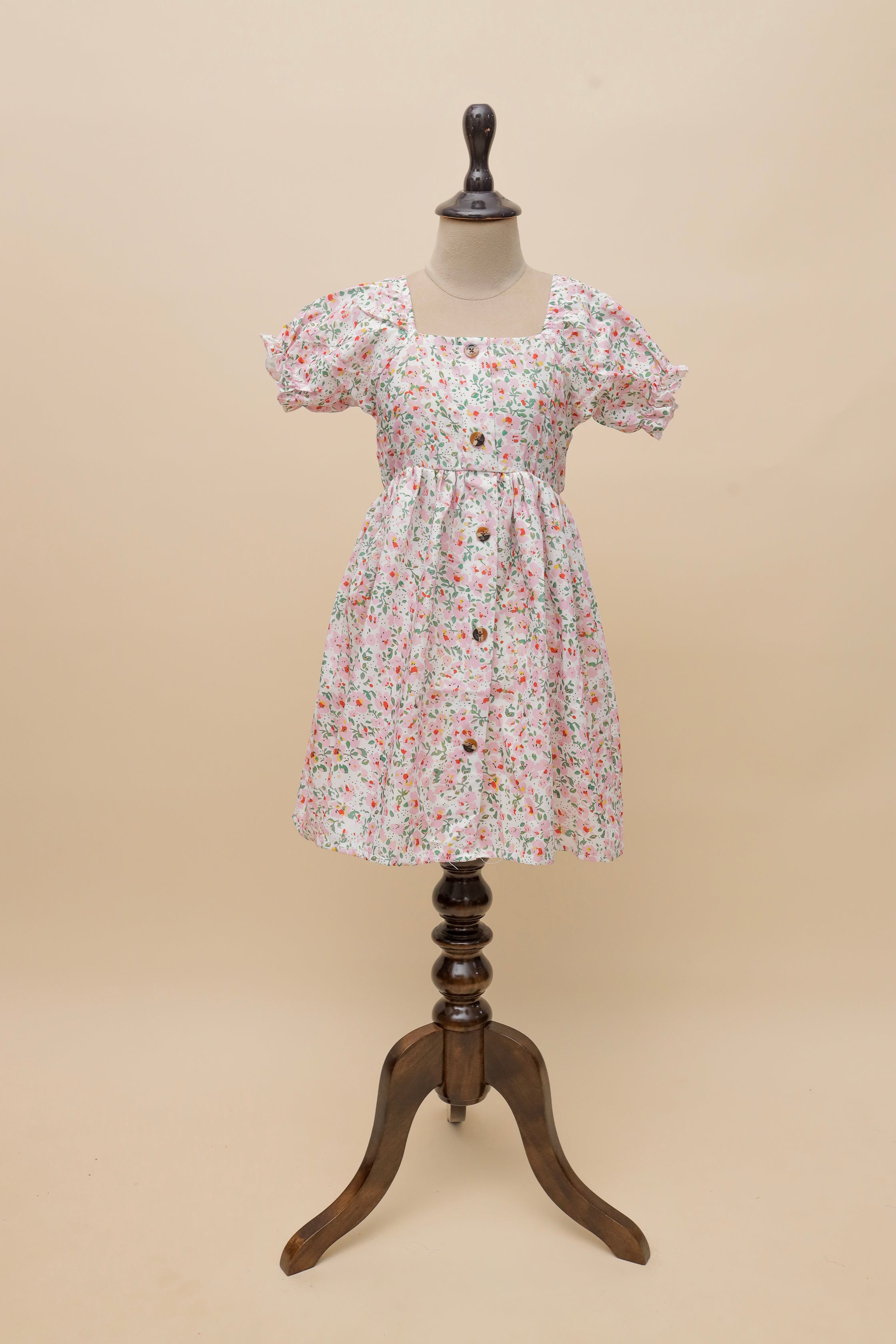 Petal Buttons Floral Frock