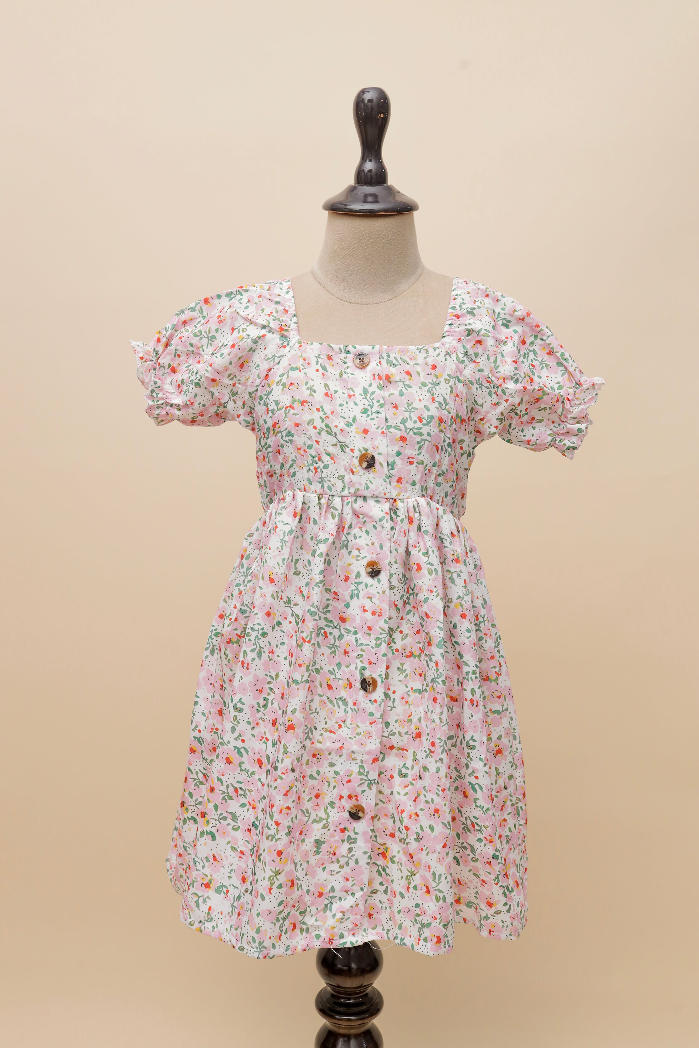 Petal Buttons Floral Frock