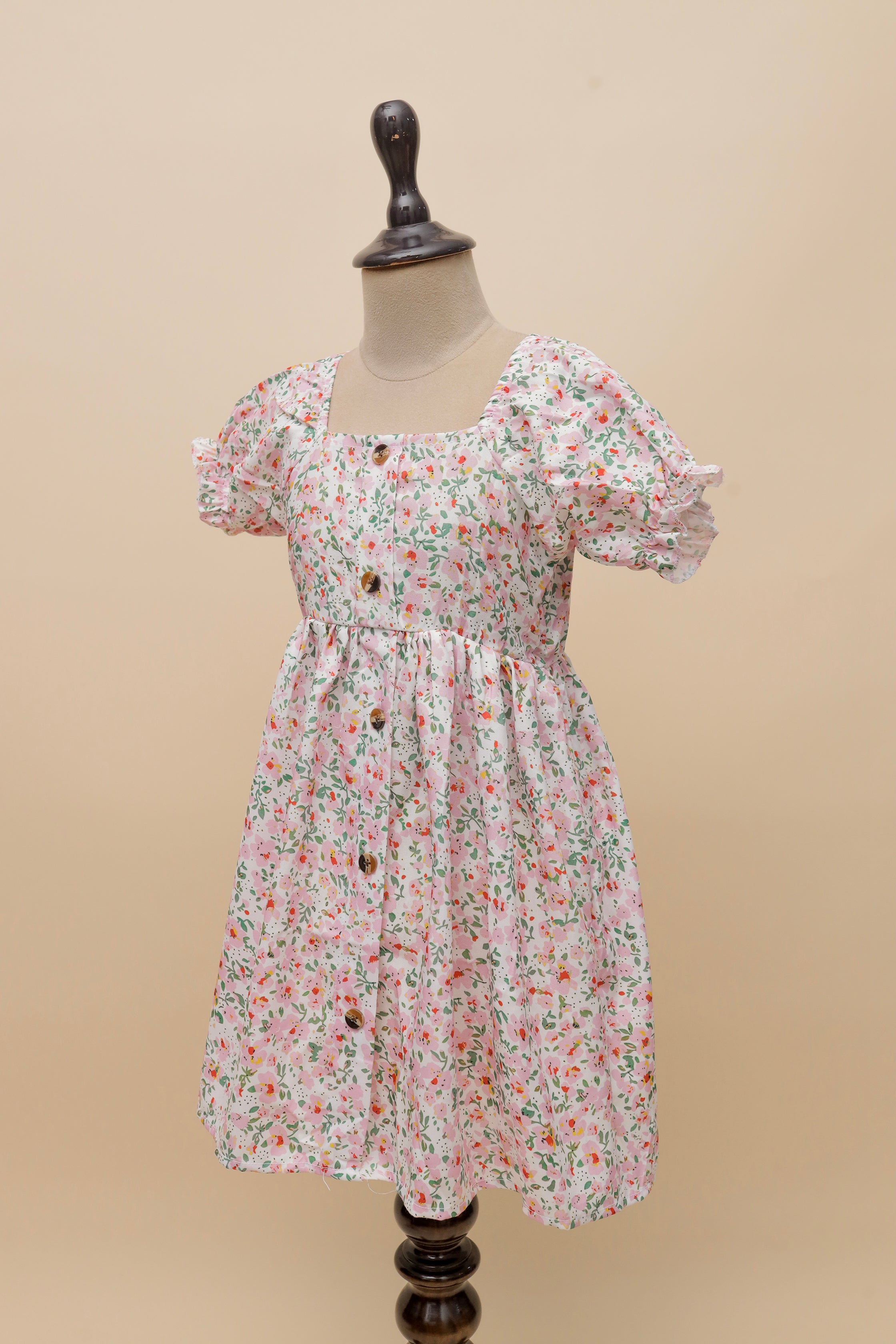 Petal Buttons Floral Frock