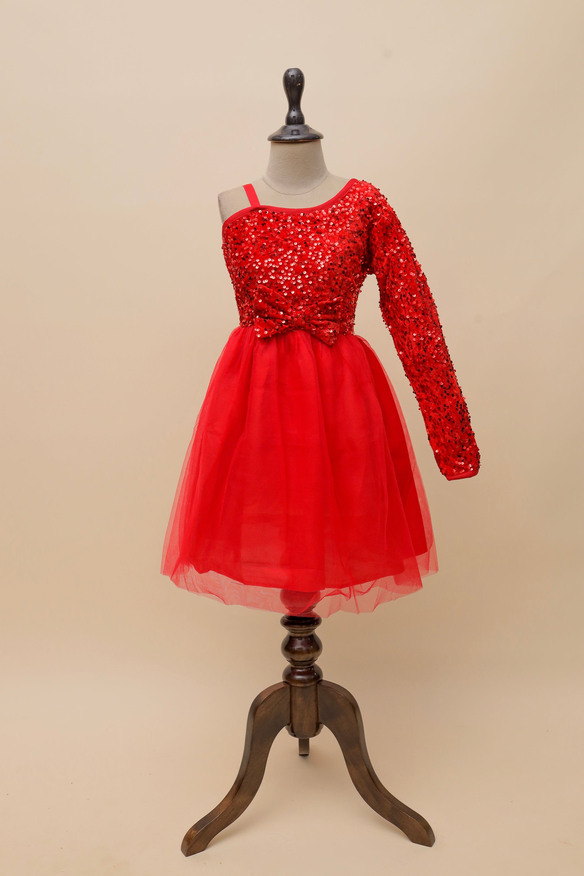 Scarlet Sparkle One-Shoulder Frock