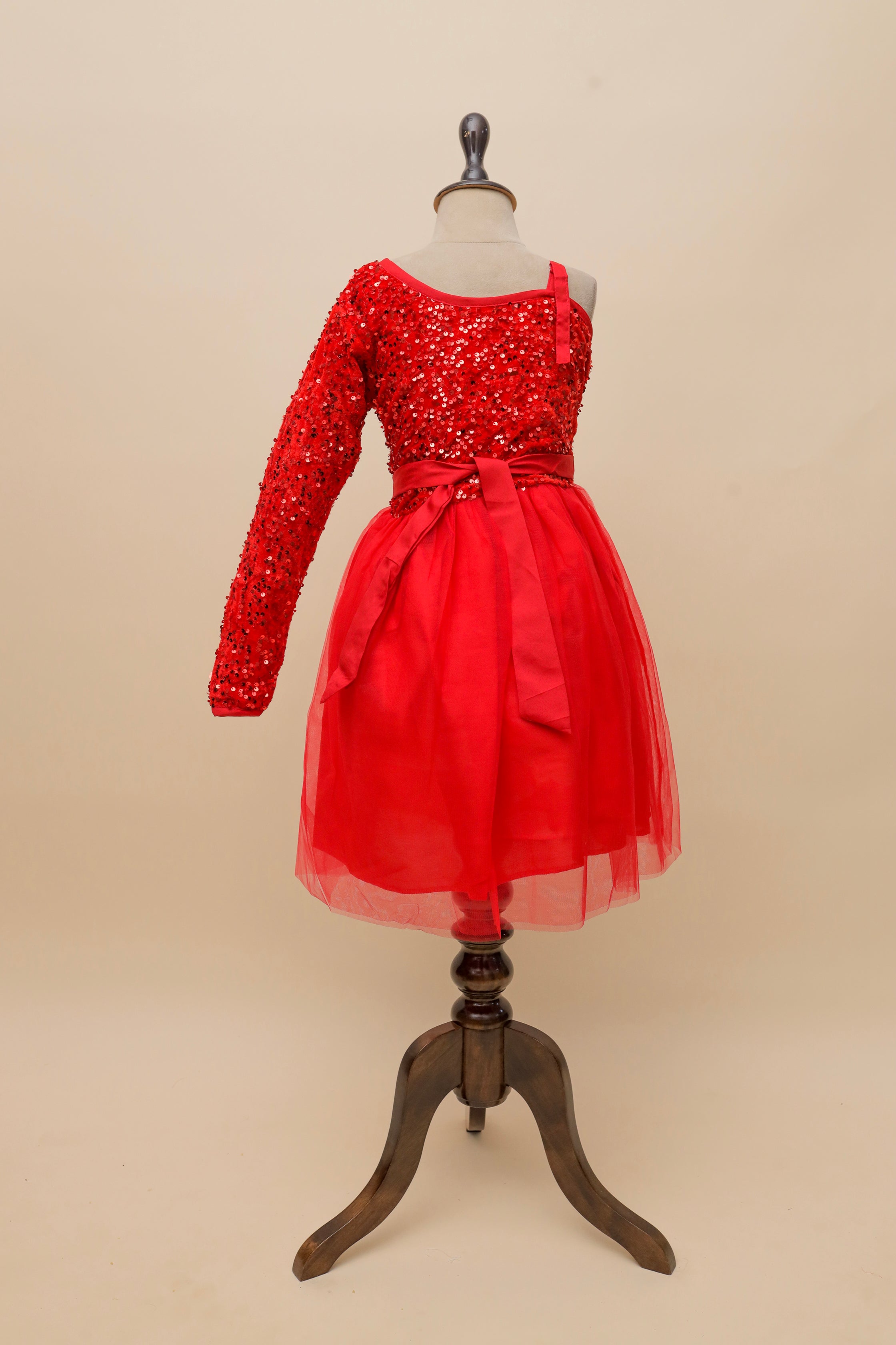 Scarlet Sparkle One-Shoulder Frock