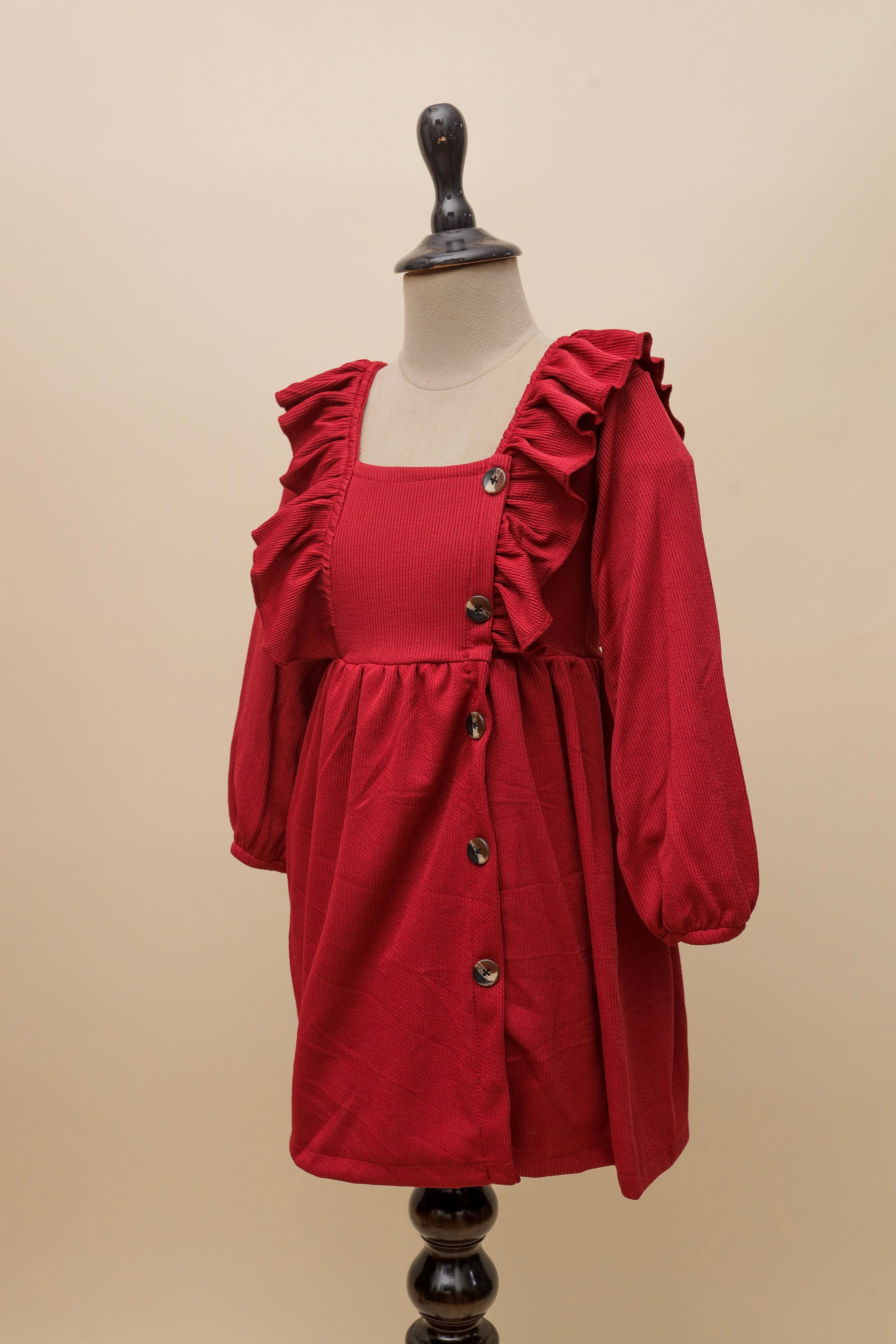 Scarlet Ruffle Button Dress