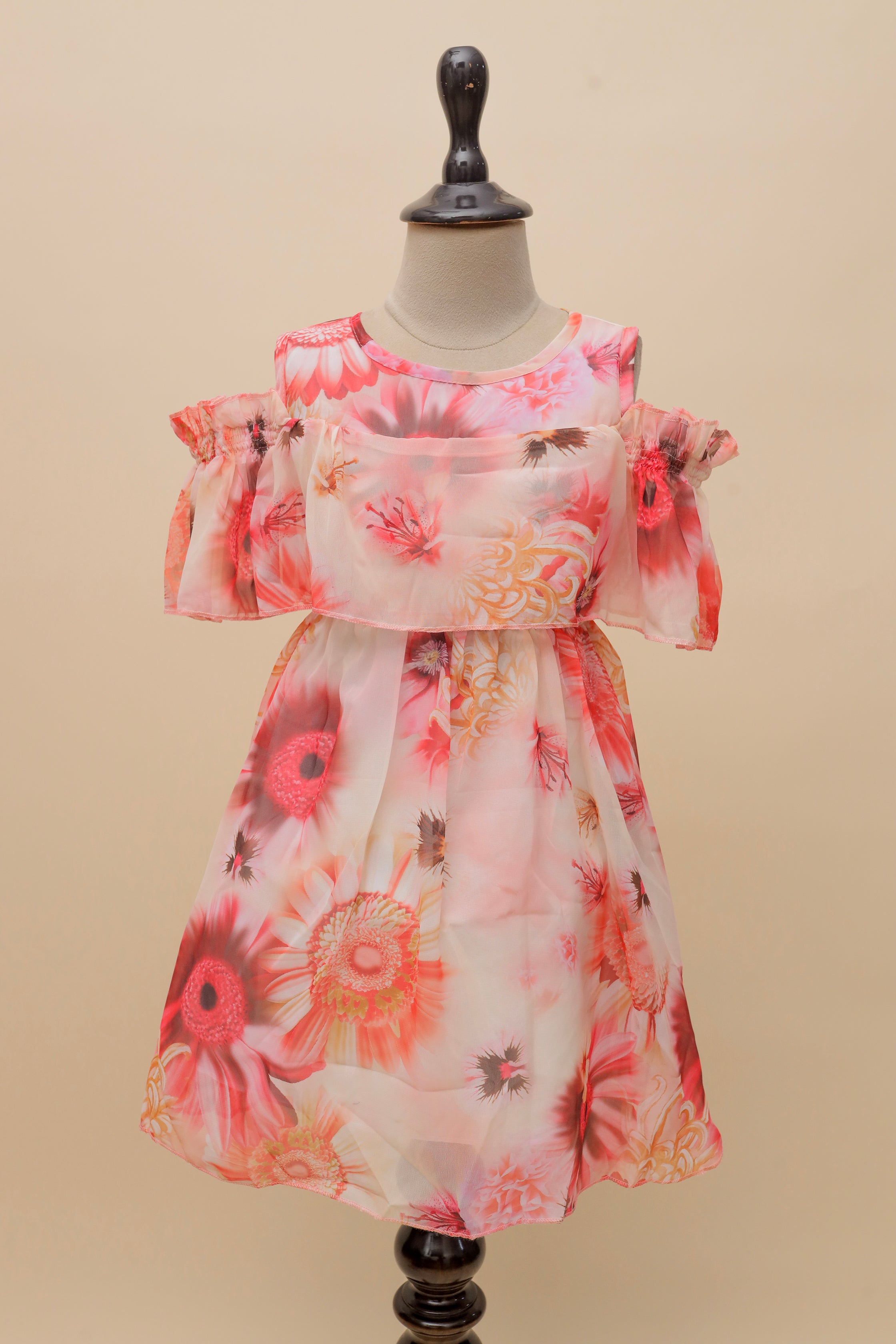 Blushing Petals Off-Shoulder Frock