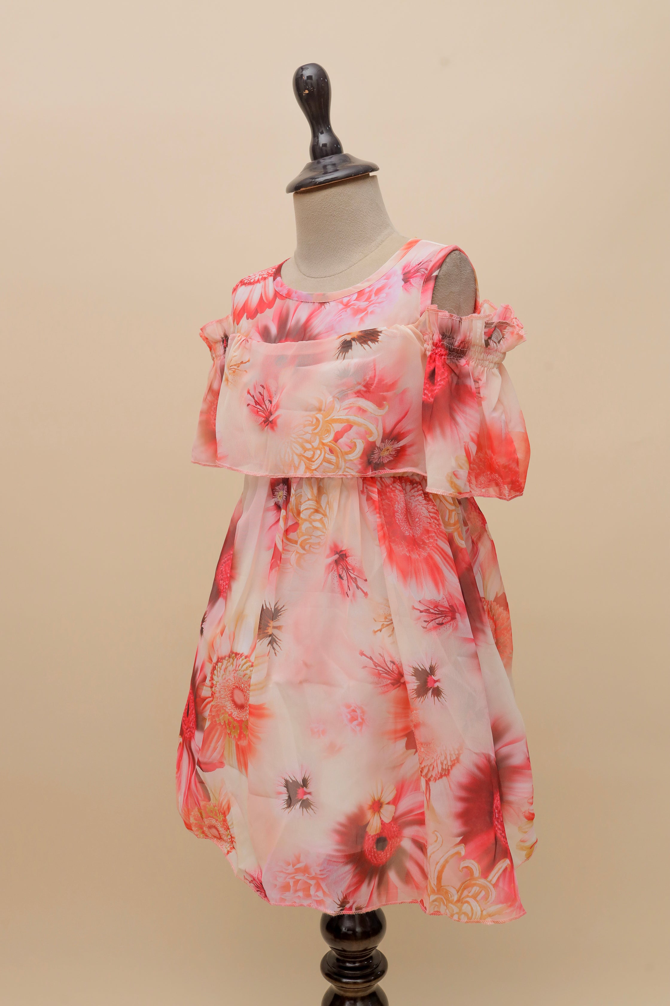 Blushing Petals Off-Shoulder Frock