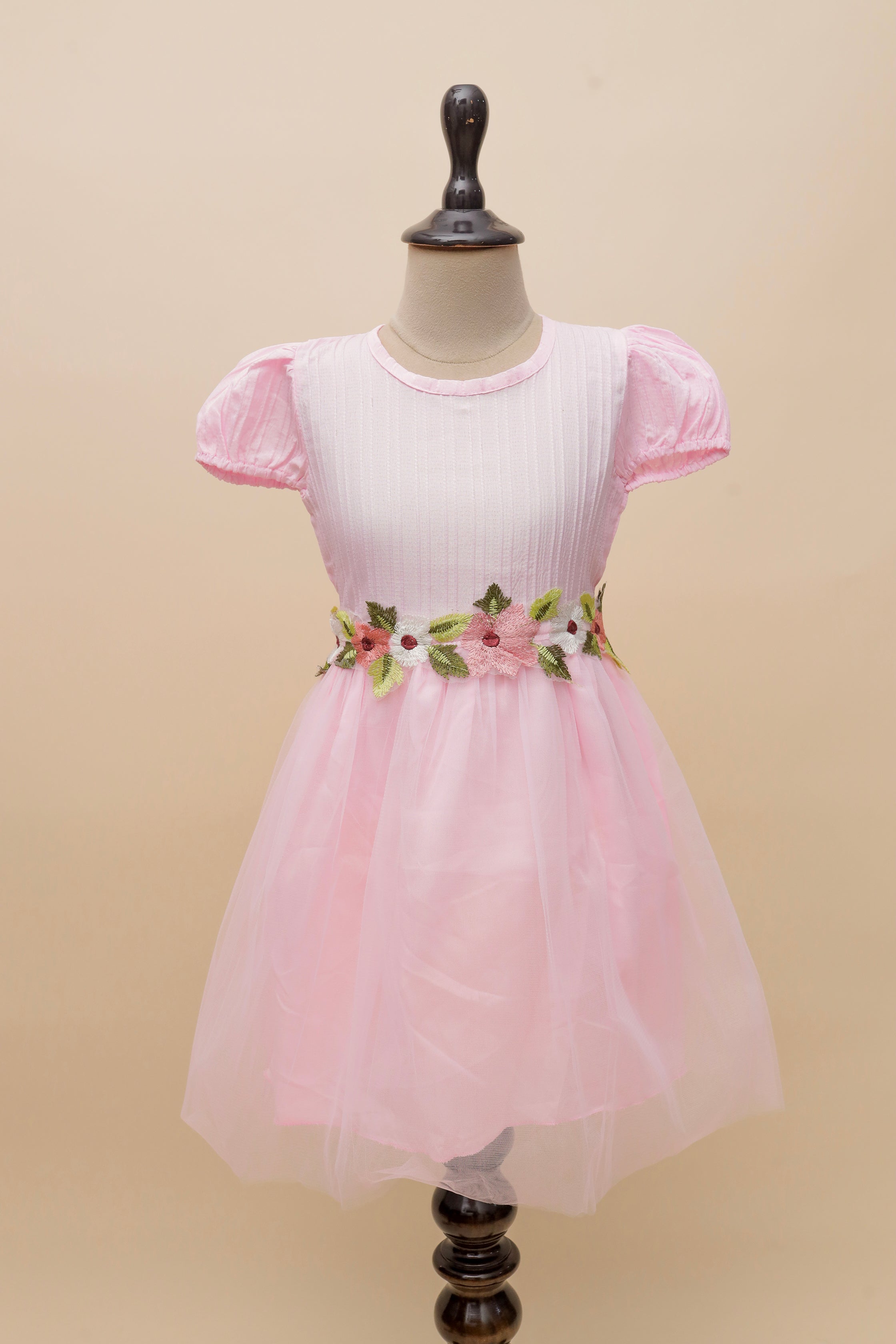 Blush Blossom Embroidered Frock