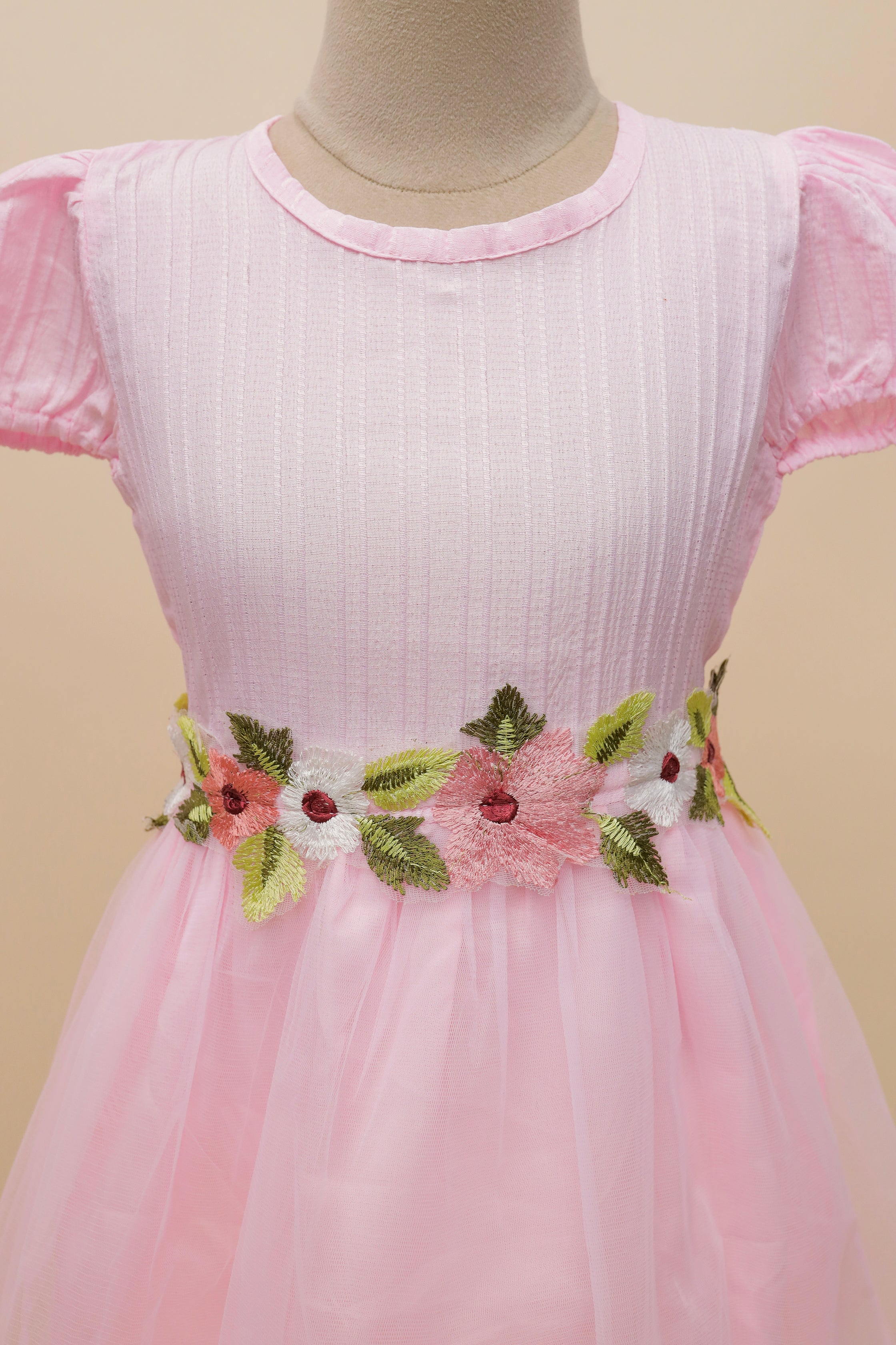 Blush Blossom Embroidered Frock