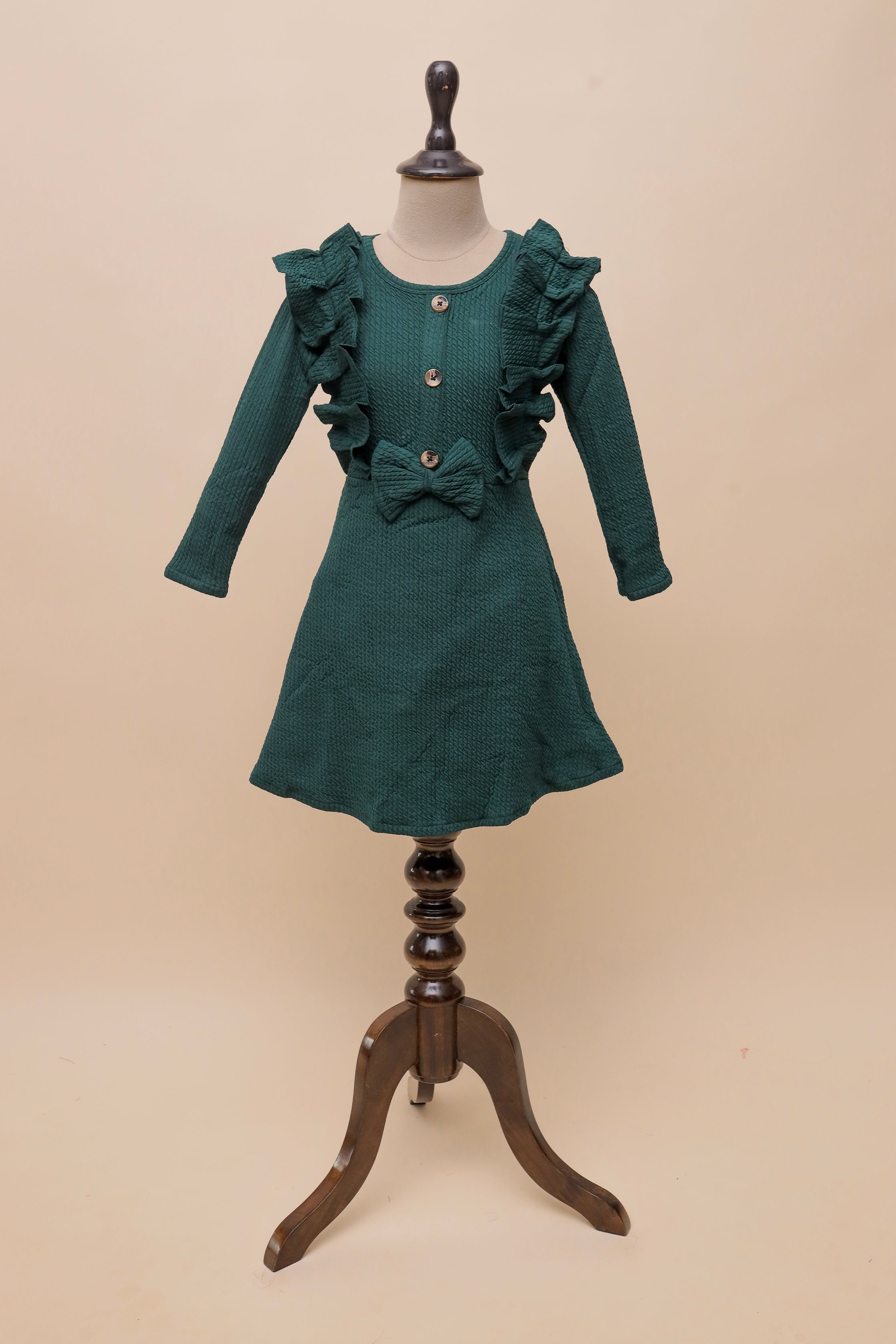 Emerald Ruffle Bow Frock