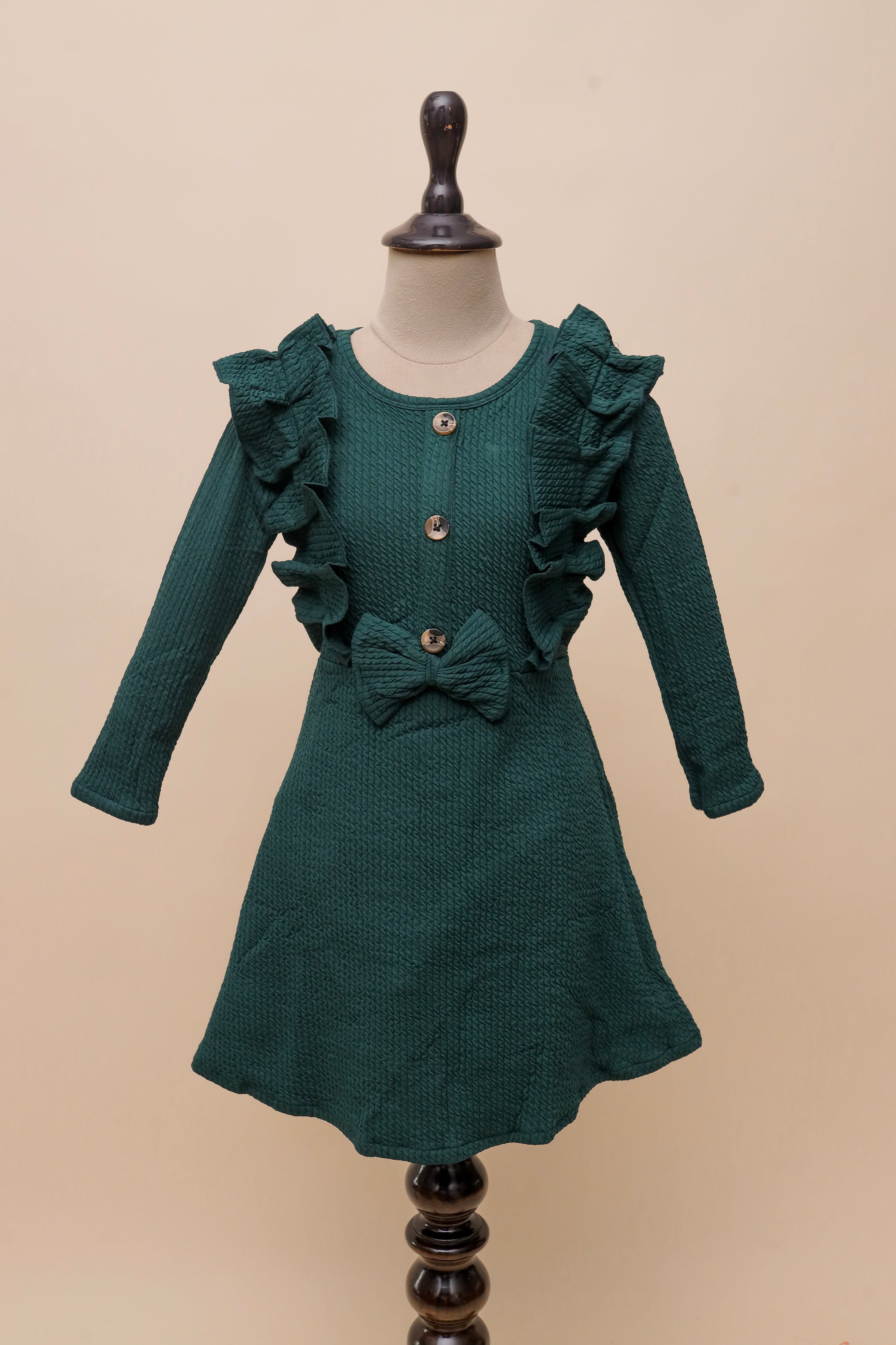 Emerald Ruffle Bow Frock