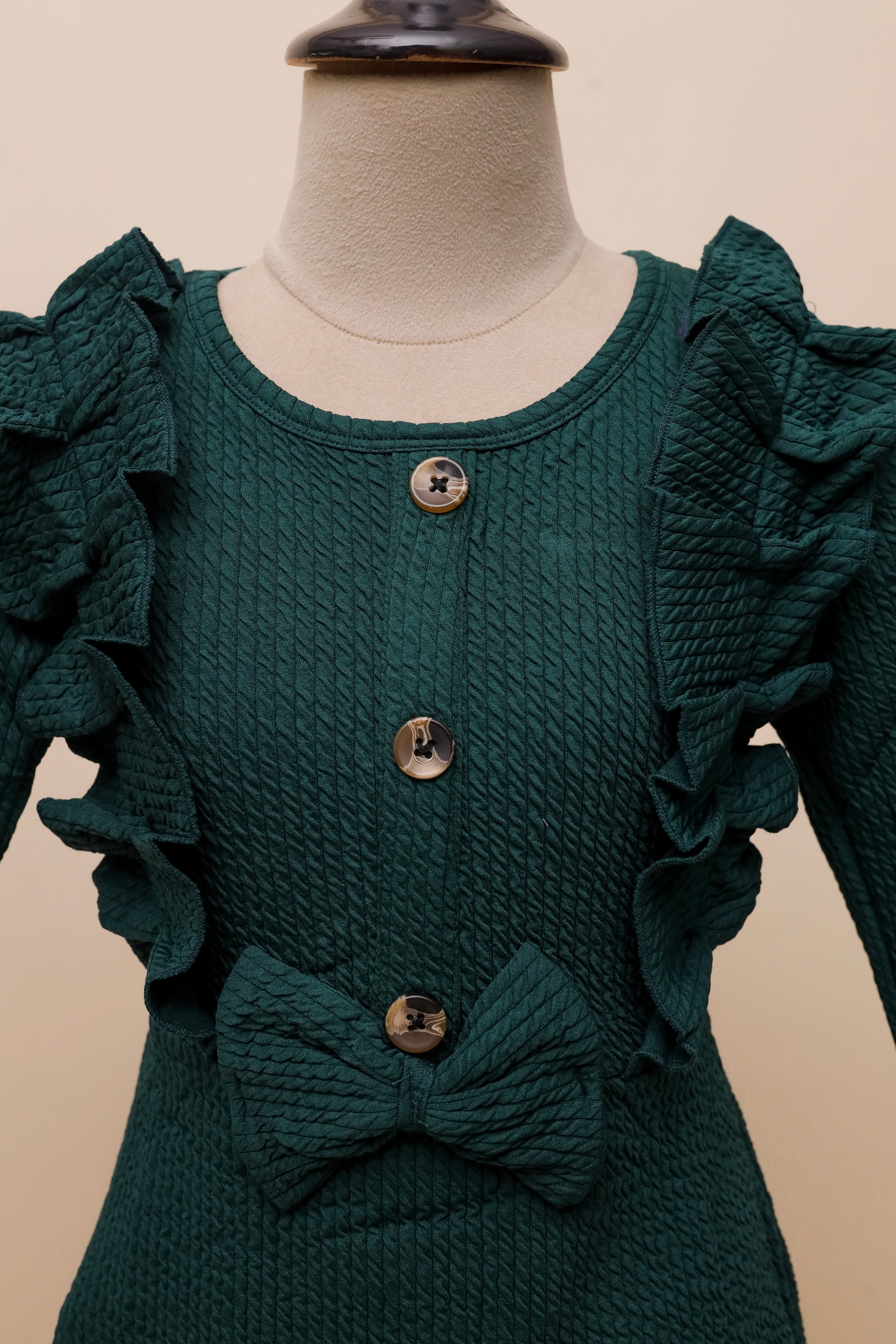 Emerald Ruffle Bow Frock