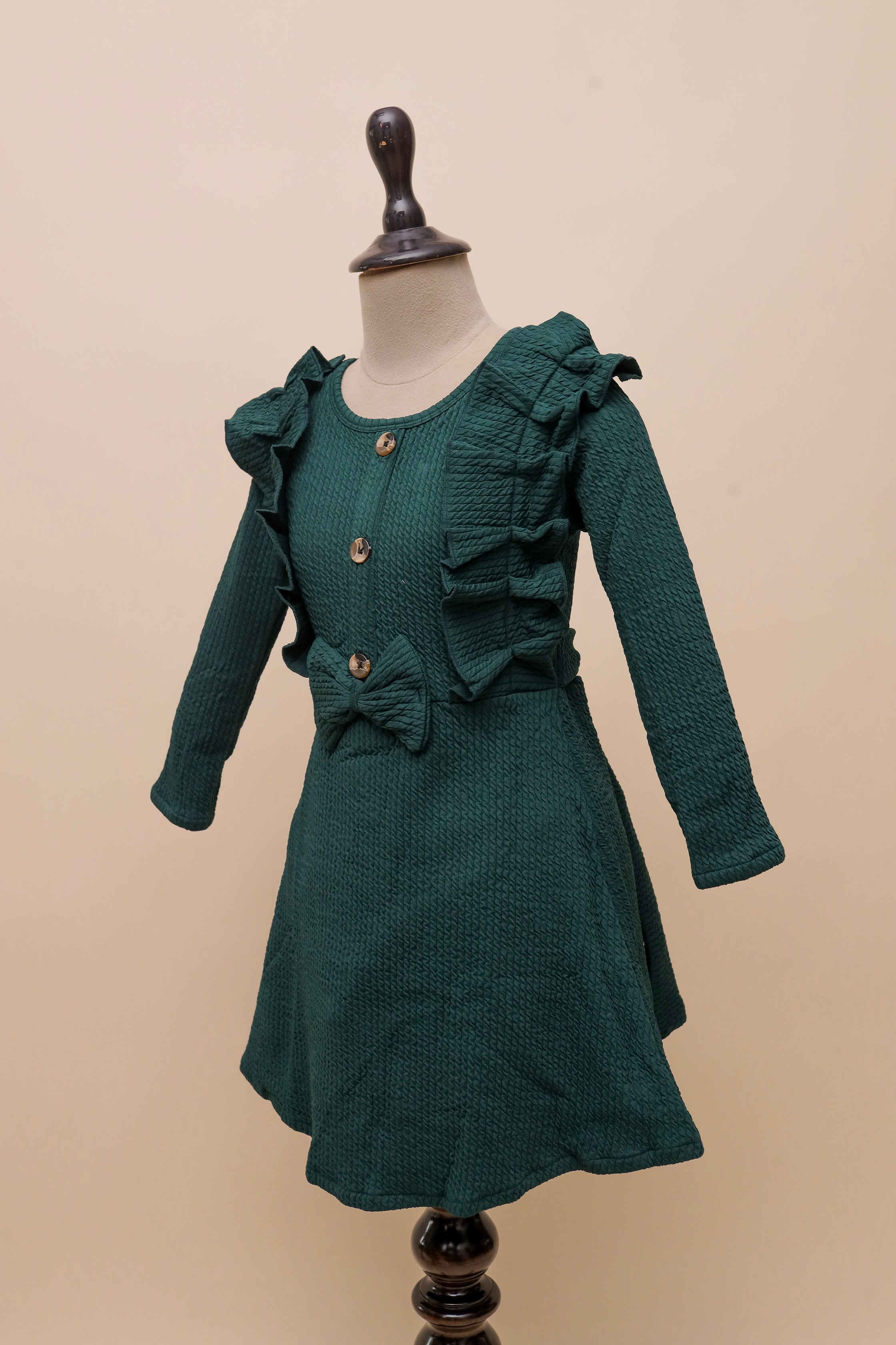 Emerald Ruffle Bow Frock