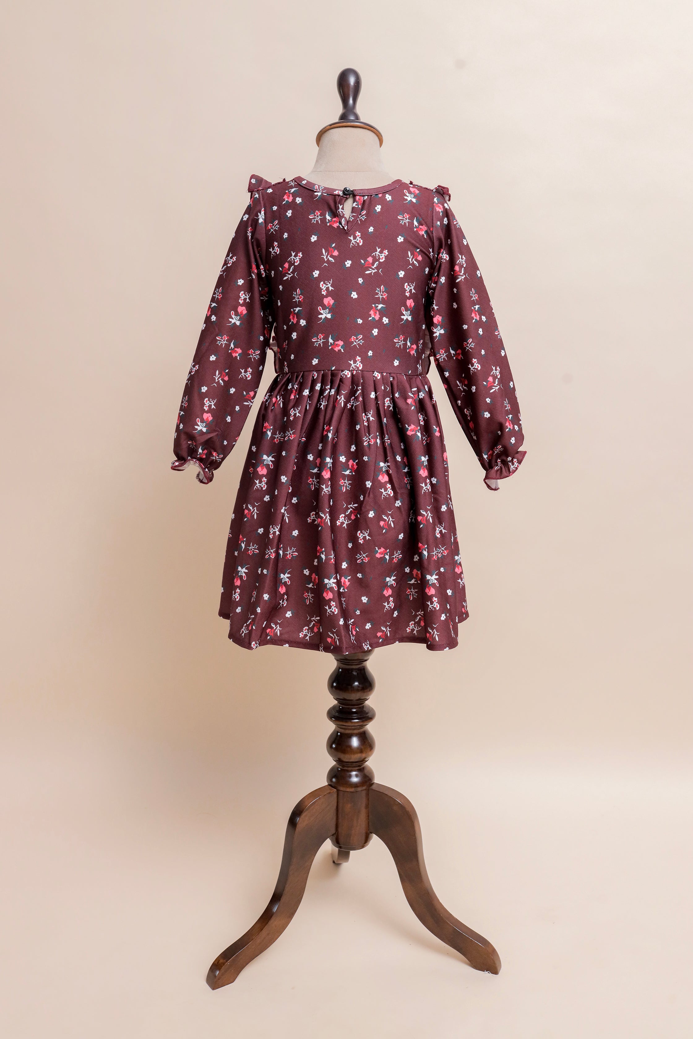 Burgundy Blossom Ruffle Frock