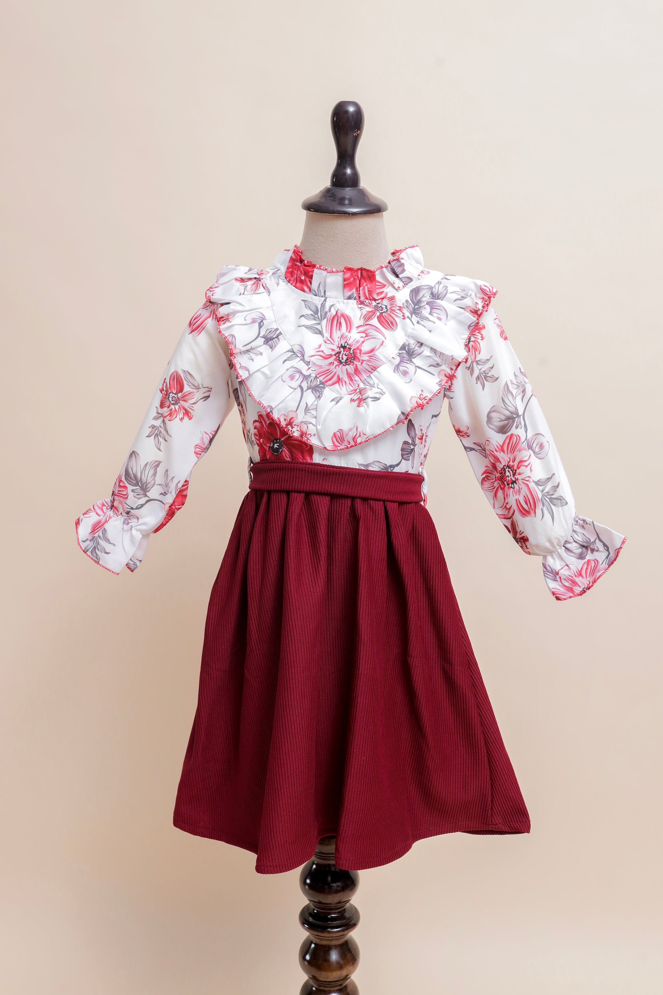 Burgundy Blossom Ruffle Set