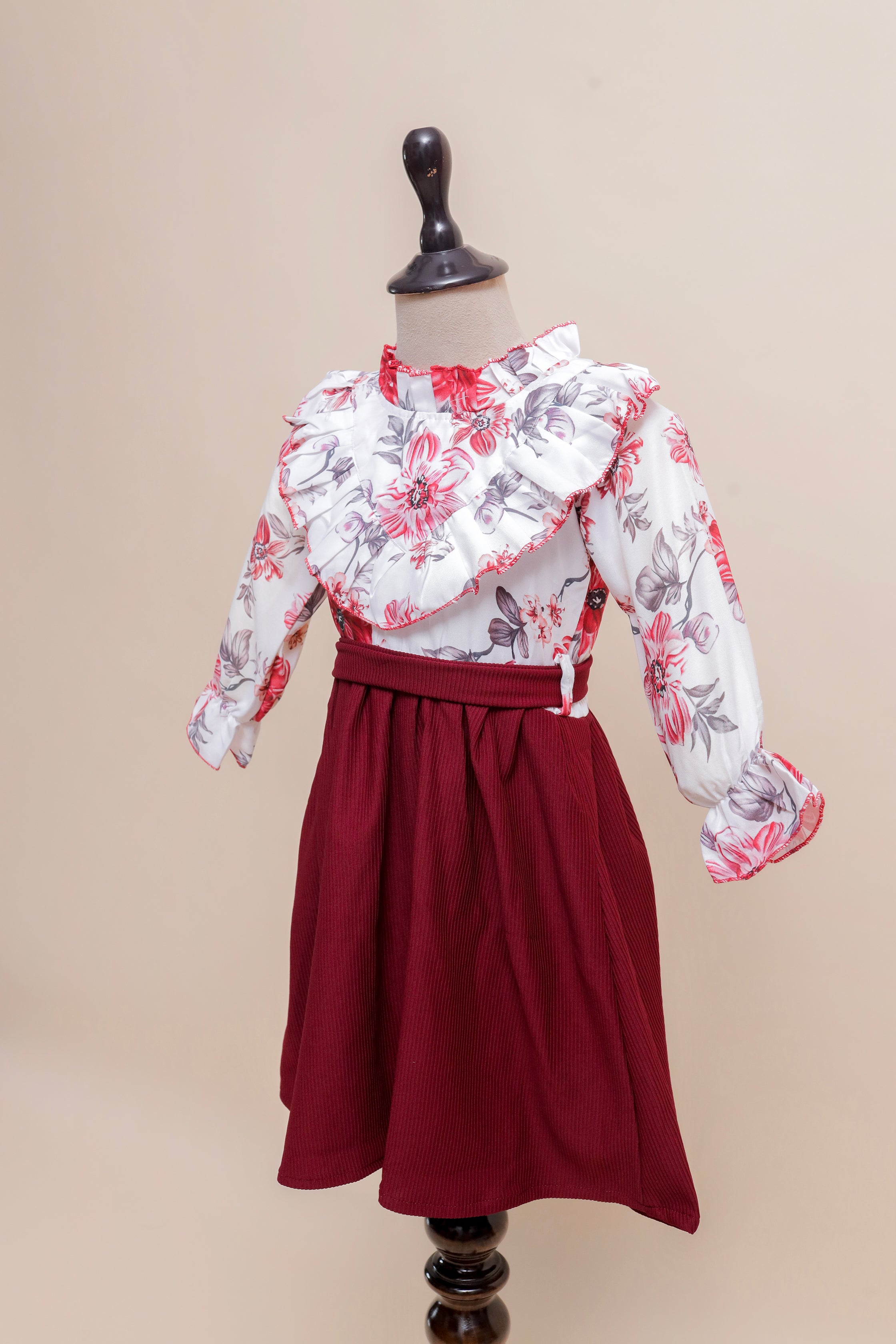 Burgundy Blossom Ruffle Set