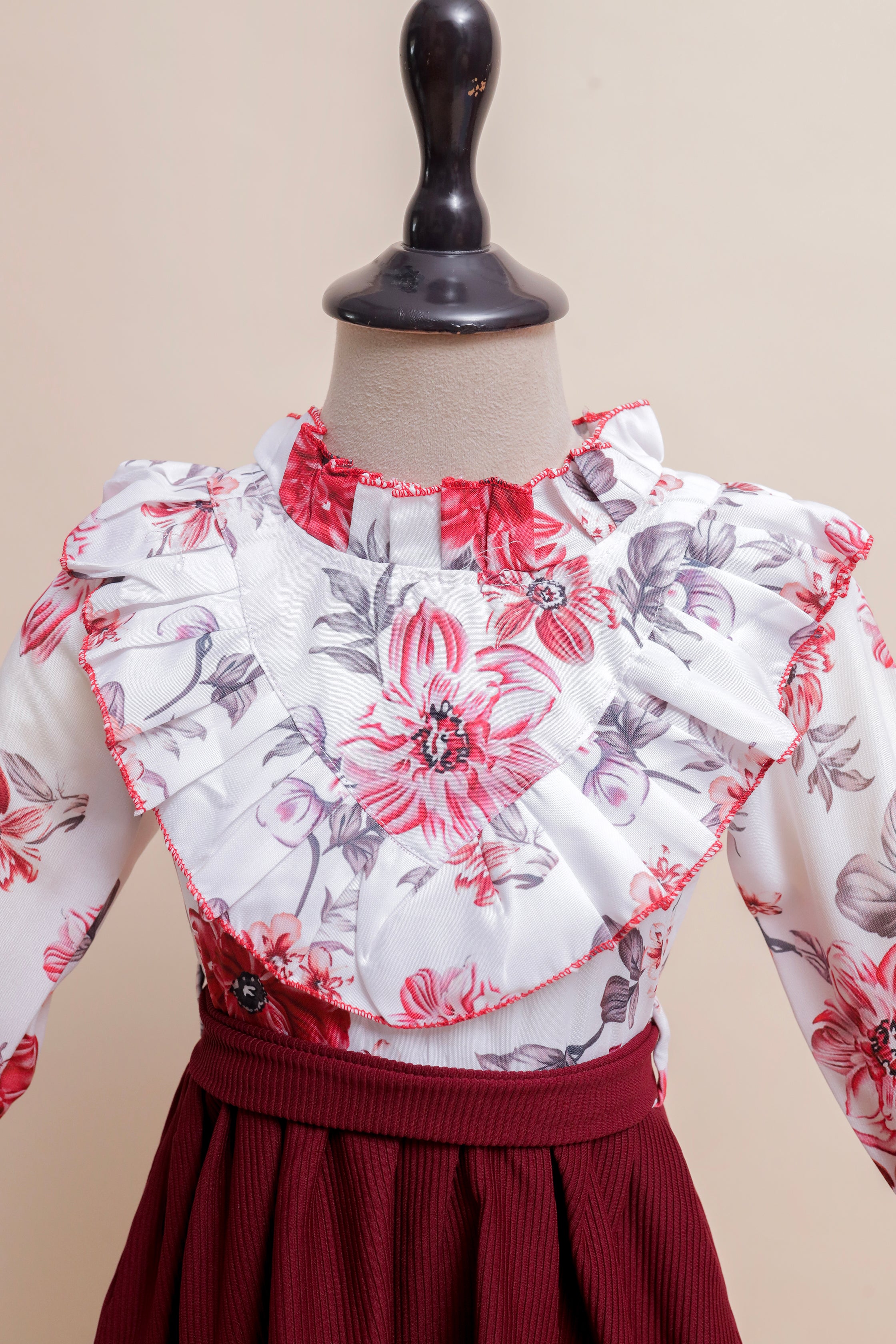 Burgundy Blossom Ruffle Set