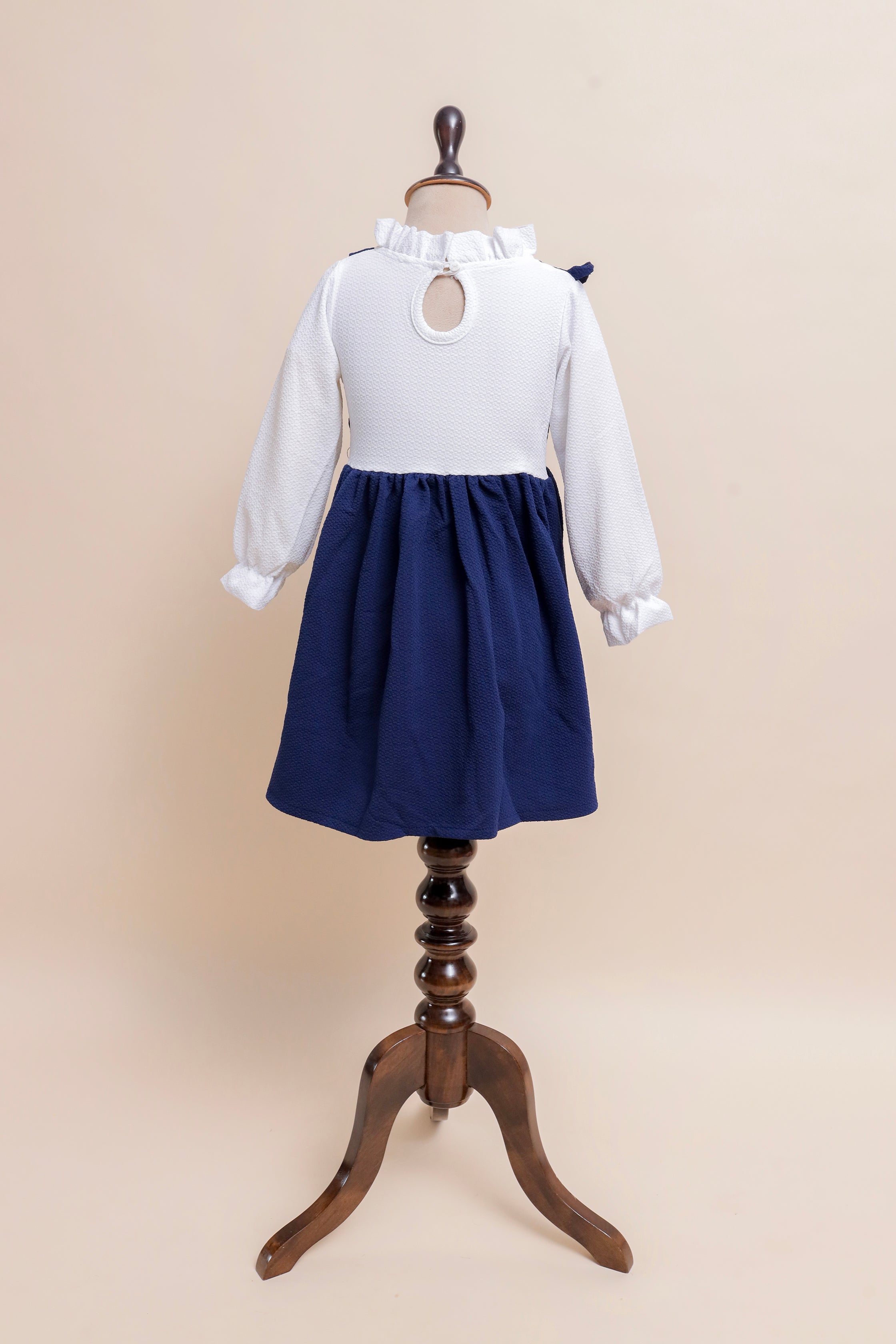 Navy Ruffle Dungaree Set